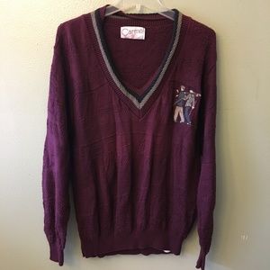 carmel cotton v-neck golf sweater